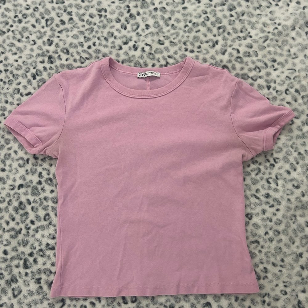Zara Light Pink Crew Neck Tee